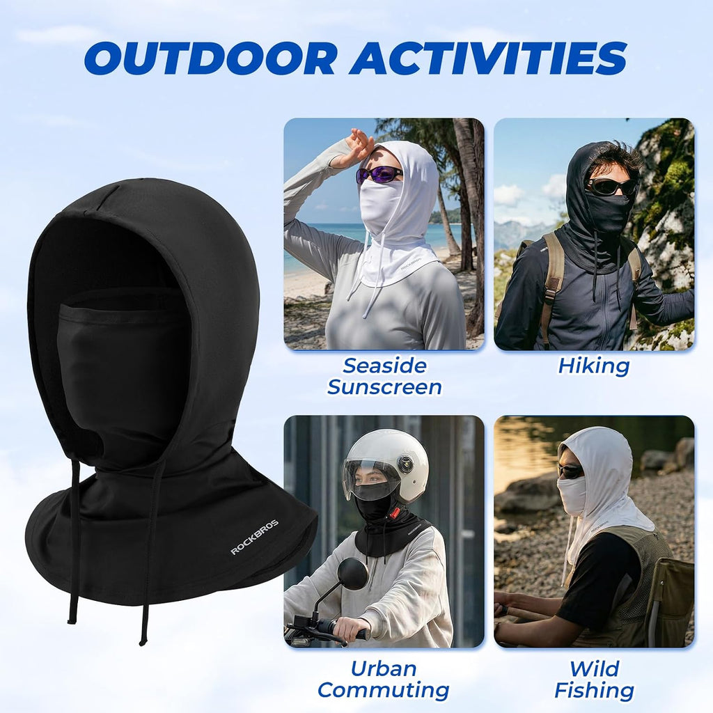 ROCKBROS Cooling Balaclava Face Mask 3 in 1 Full Face Mask for Summer with Ear Loops Neck Gaiter Sun UV Protection