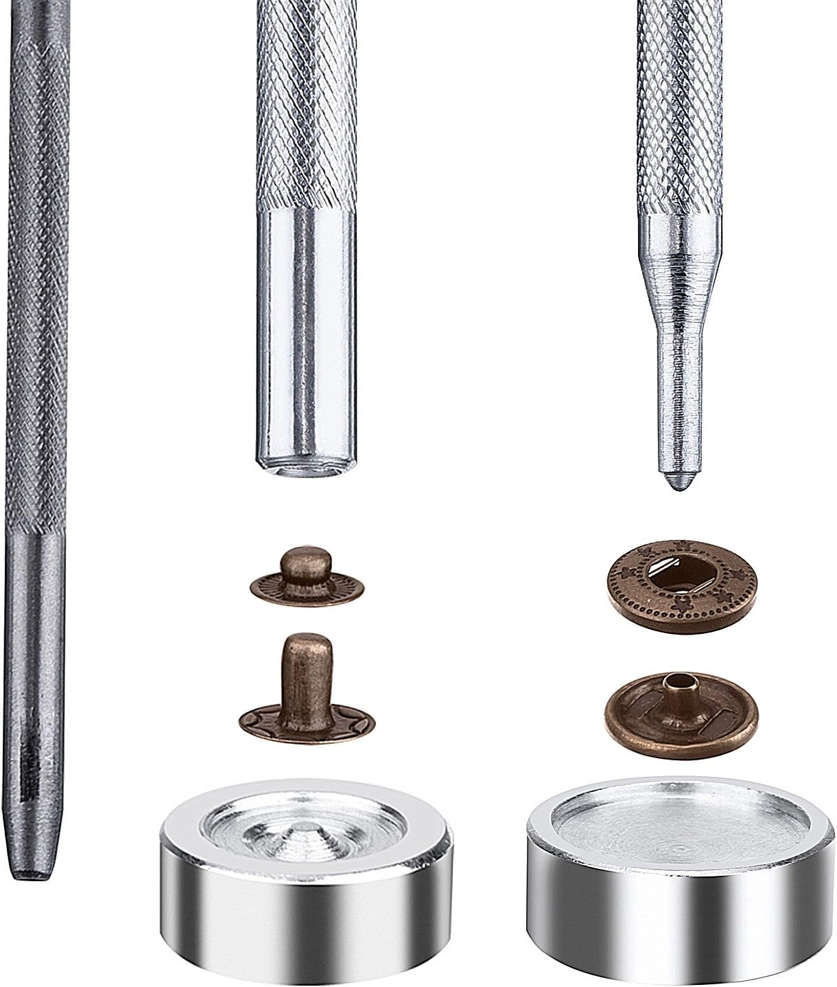 HOTOP 100 Set Snap Fasteners Leather Snaps Kit with 4 Tools, 12.5 mm