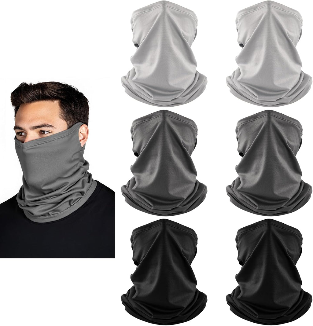 HONGTEYA 6 Pack Summer Neck Gaiter, UV Protection Cooling Face Mask Breathable Bandana Head Scarf Face Cover for Men Women