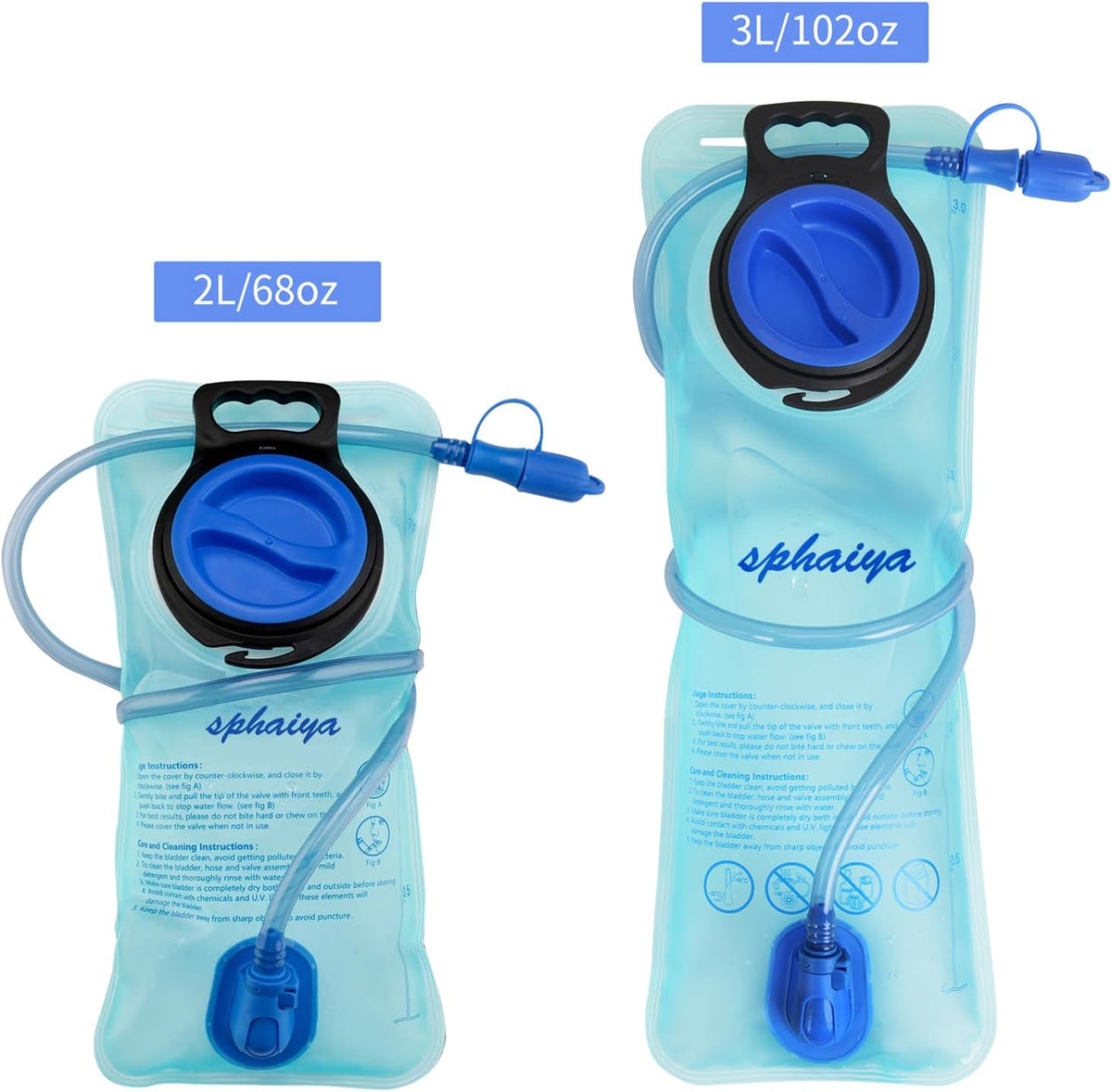 2 Pack Hydration Bladder 2L-3L with Cleaning Brush - Wide Opening, Leak Proof Water Reservoir for Hiking Cycling Running Camping Backpack - BPA Free