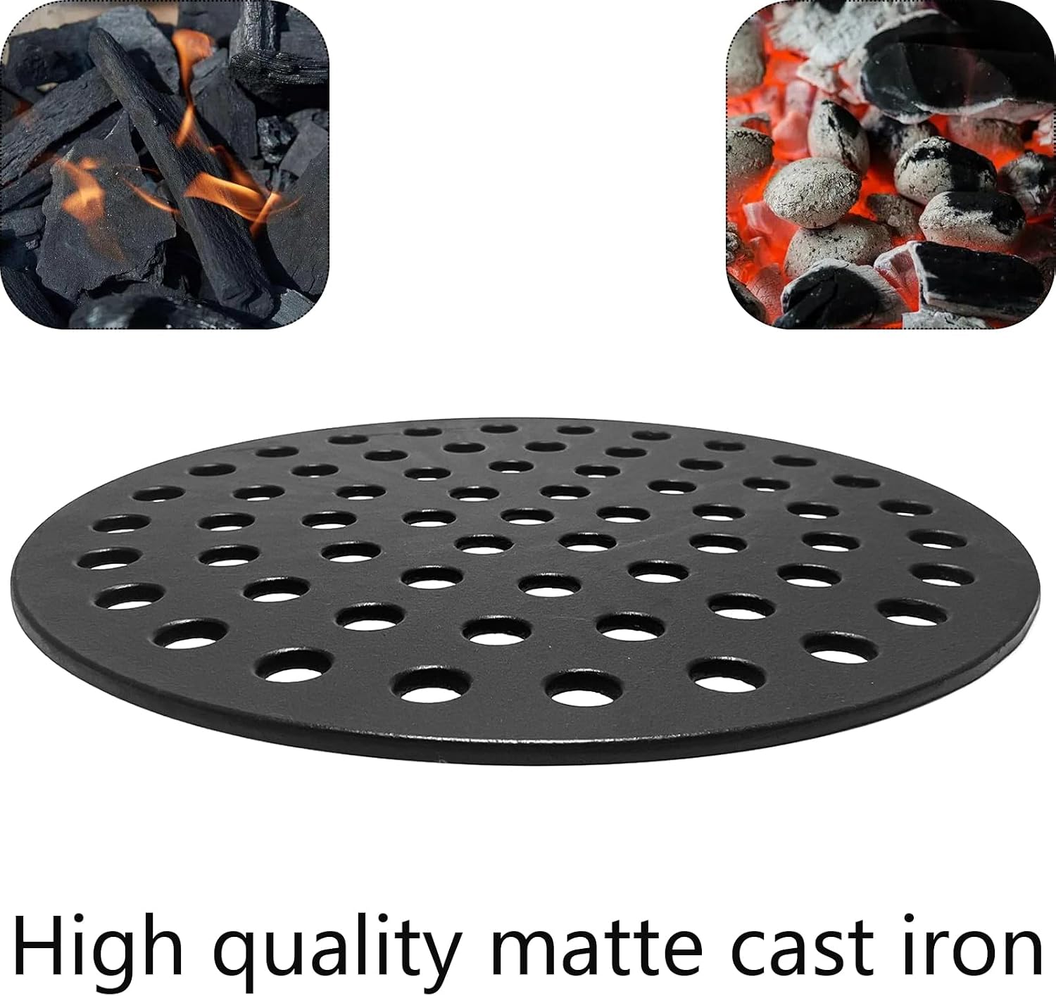 17" Heavy Cast Iron Fire Grate, Charcoal Grates Bottom Plate for Weber 22" Kettle, One-Touch, Master Touch, Bar-B-Kettle, Performer, BGE, Big Green Egg XL Charcoal Grill