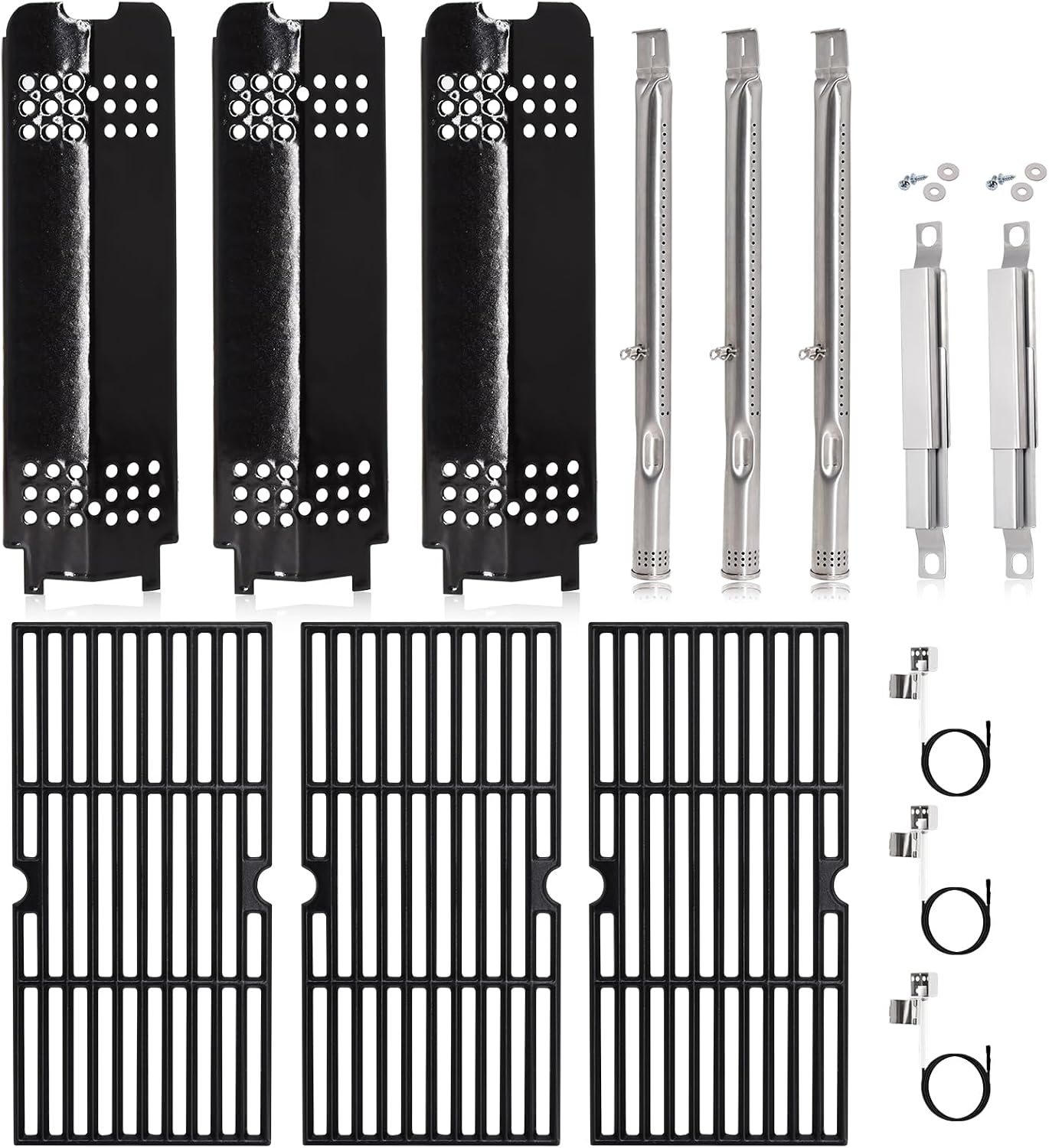 Hiorucet 463340516 Gas2Coal Grill Parts, Cooking Grates Replacement Kits for Charbroil Gas2coal 463340516, 463370516, 463370519, 463336818, 463340516 Heat Shields Tents, Burners and Igniters.