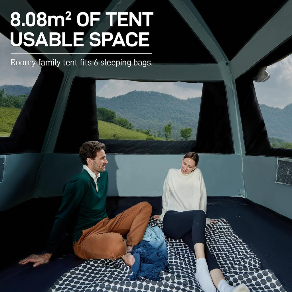 EVER ADVANCED Blackout 6 Person Camping Tent, Instant Cabin Tent for Family with Vestibule and Large Mesh Windows, 60s Easy Setup, Double Layer, Water-Resistant