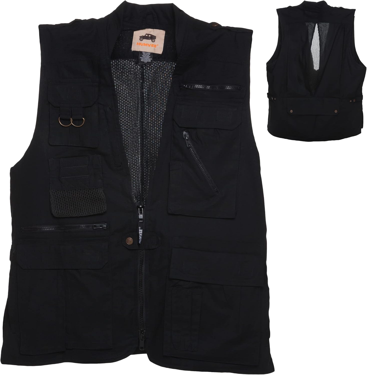 Humvee Safari Photography Vest for Men, Women, Unisex - Vest for Hunting, Fishing, Camping, Travel, Hiking, Outdoor - 100% Cotton, Black, XXX Large