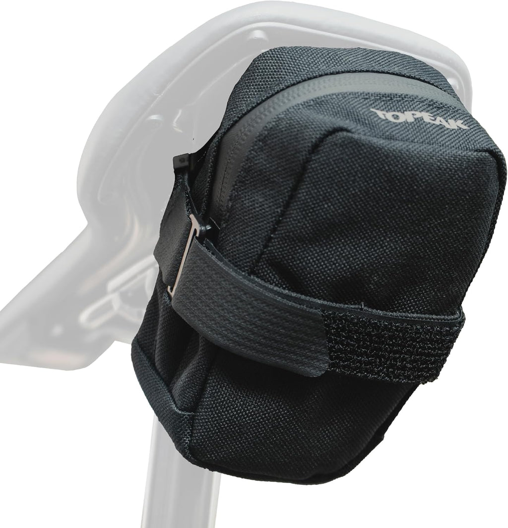 Topeak Elementa Seatbag XS – Compact Under-Saddle Bike Tool Bag in Black with Anti-Slip Fabric, Hook-and-Loop Mount & Durable 1000D Polyester – Discreet 0.2 L Storage for Tube & Levers
