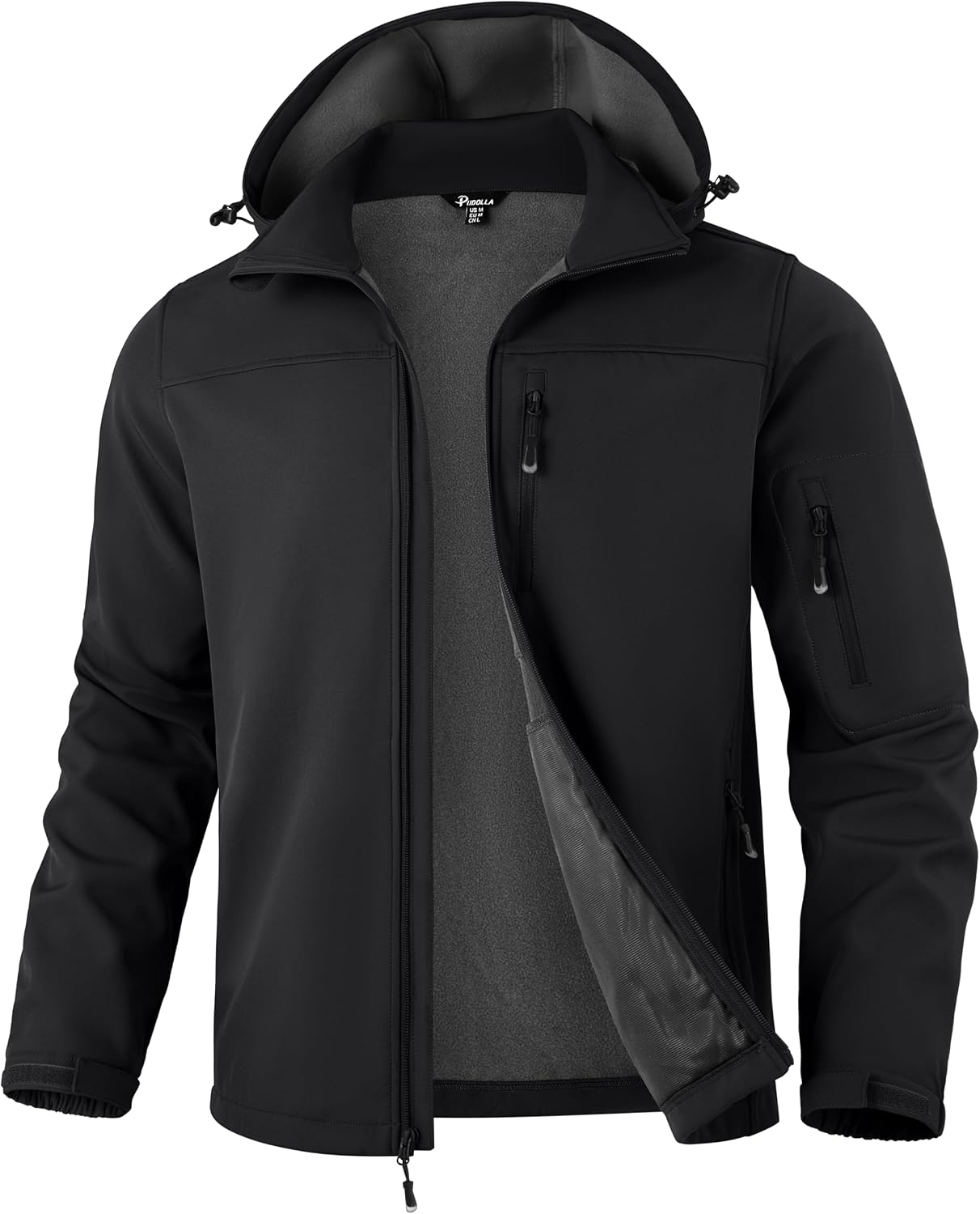 Pudolla Men's Softshell Jacket Hooded Fleece Lined Coats for Outdoor Work