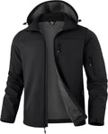 Pudolla Men's Softshell Jacket Hooded Fleece Lined Coats for Outdoor Work