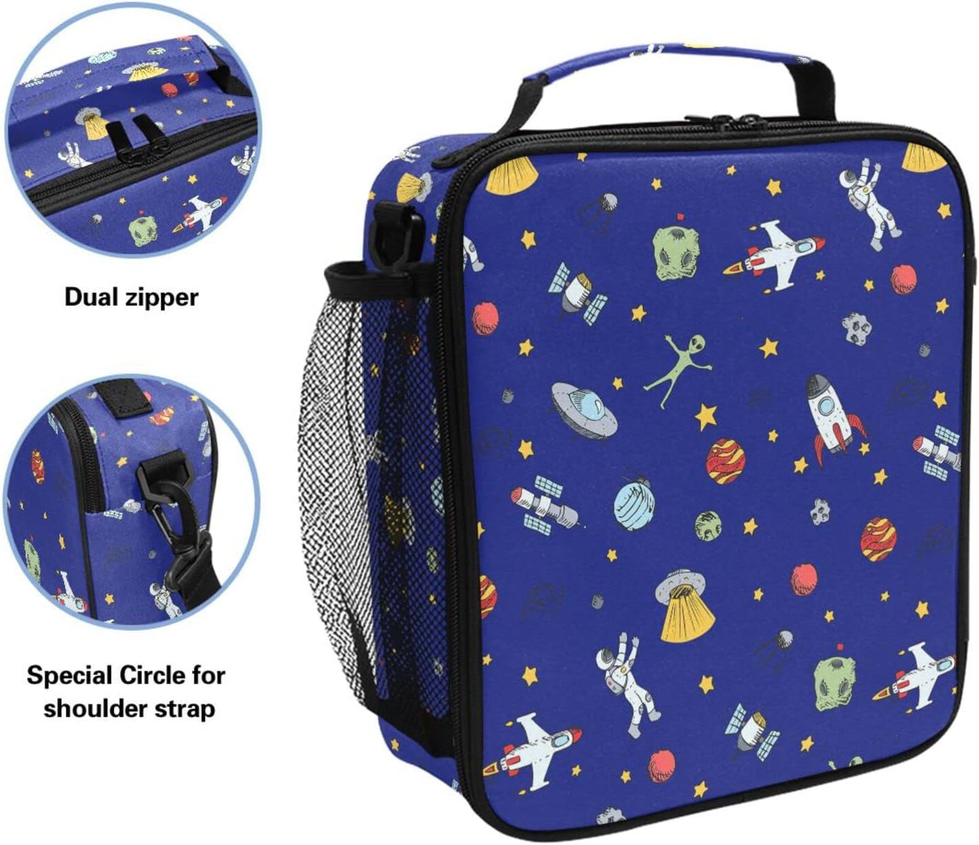 Space Astronaut Lunch Box Insulated Lunch Bag Cooler Tote Bag