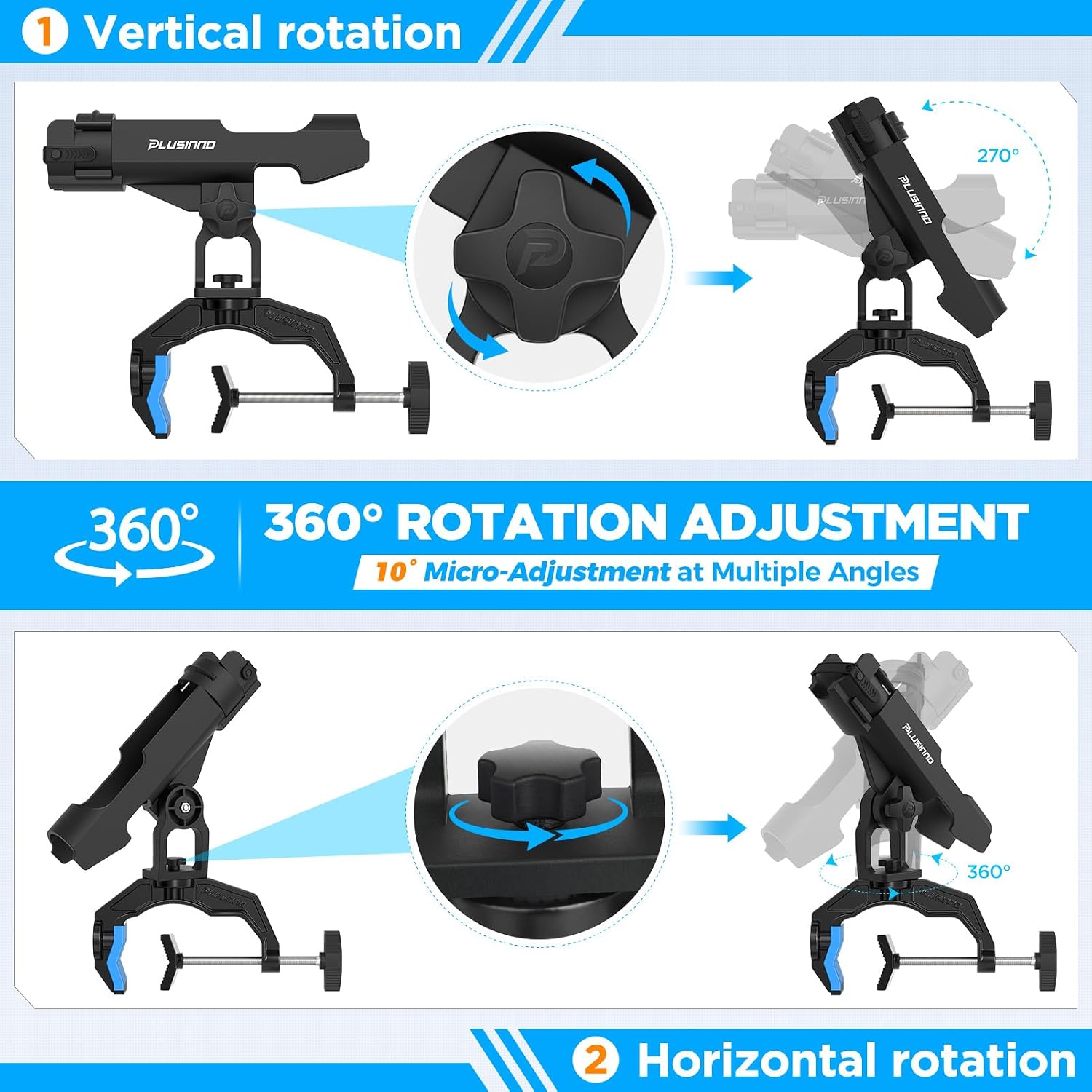 PLUSINNO 1/2/4 Pack Fishing Rod Holders for Boat, Fishing Rod Holder