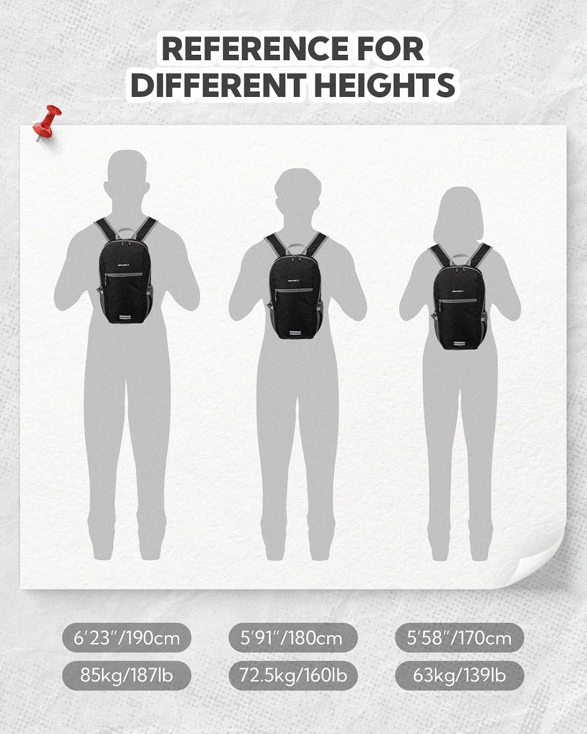 WATERFLY Small Packable Travel Backpack: 10L Ultra-Light Daypack Women Men