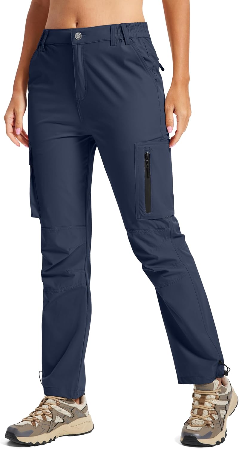 Womens Hiking Cargo Work Pants Quick Dry Water Resistant 6 Pockets