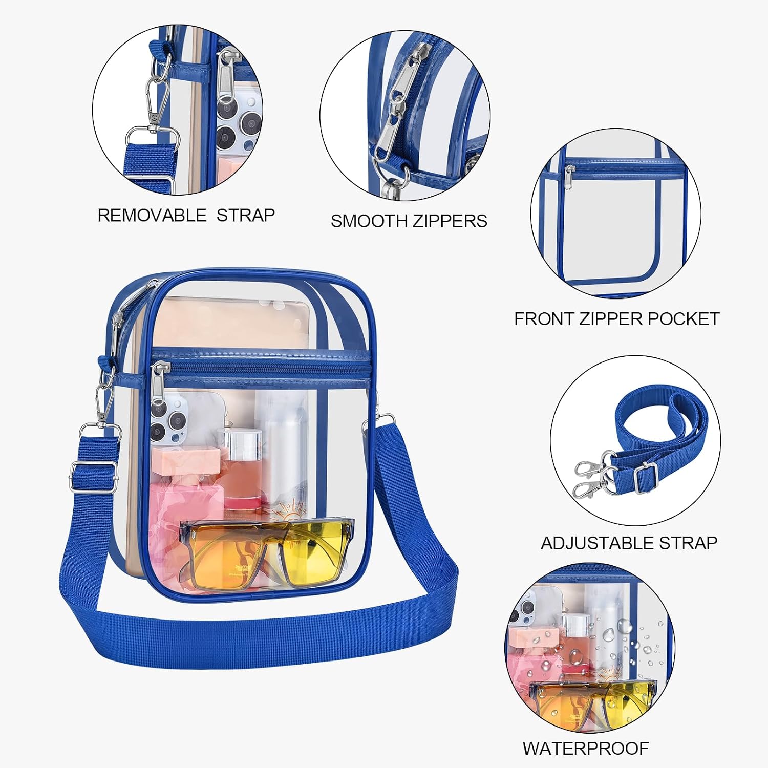 USPECLARE Clear Purse for Stadium Events Transparent Messenger Bag