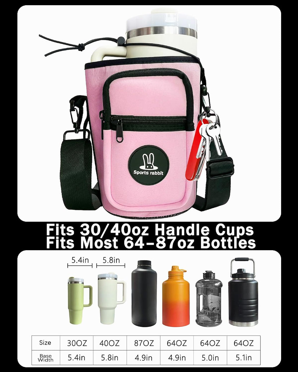 Sports rabbit Universal Water Bottle Holder with Strap & Phone Pocket