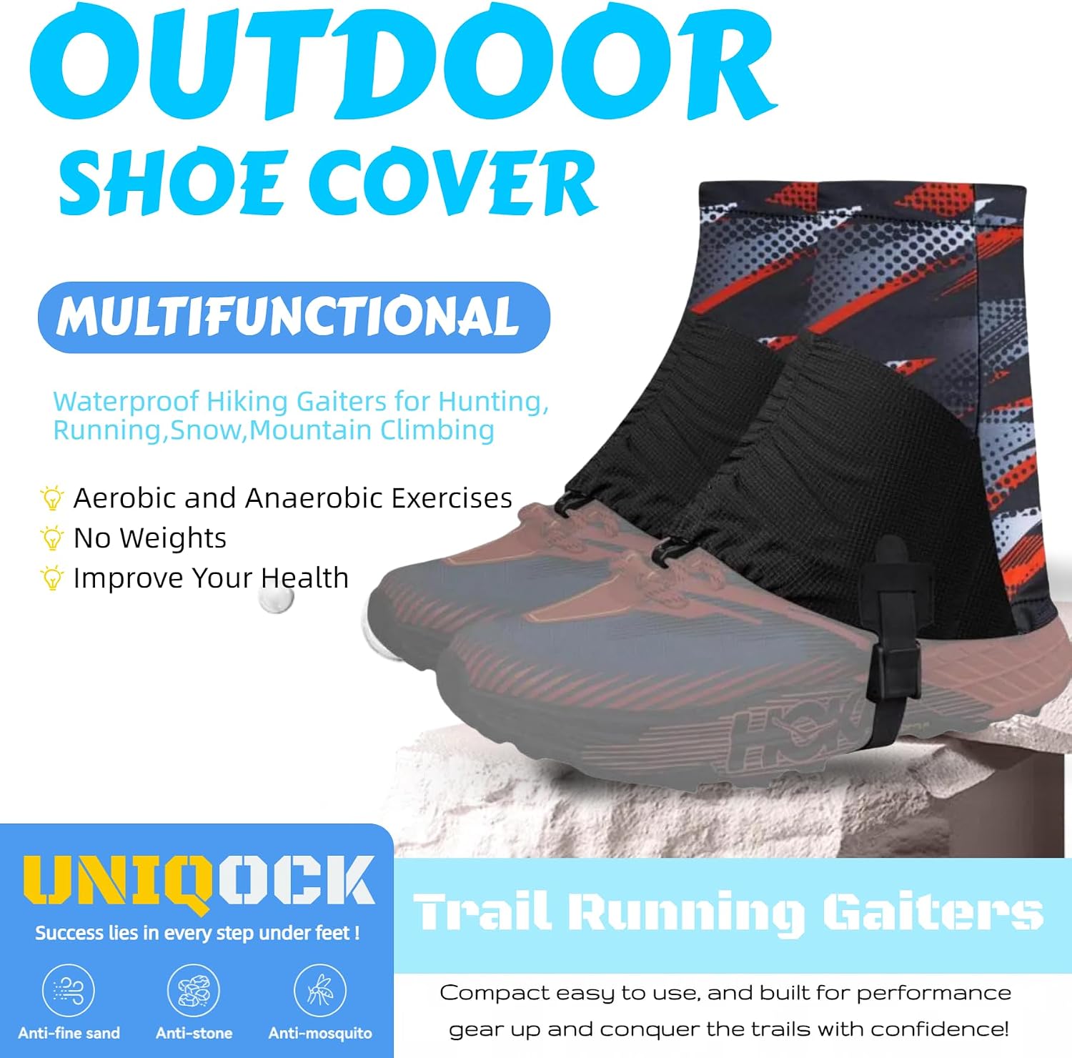 Low Gaiters,Ankle Gaiters,Snow Boot Guard Gators,Shoe Gaiters,Gators for Hiking Boots,Leg Gaiters,Waterproof Hiking Gaiters for Hunting,Running,Snow,Mountain Climbing