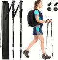 Hiking Trekking Poles, 2 Sticks with Anti-Shock and Quick Lock System， Ultralight, Telescopic, Collapsible，for Backpacking, Camping, Mountaineering, Trail Running, Snowshoeing, Men Women
