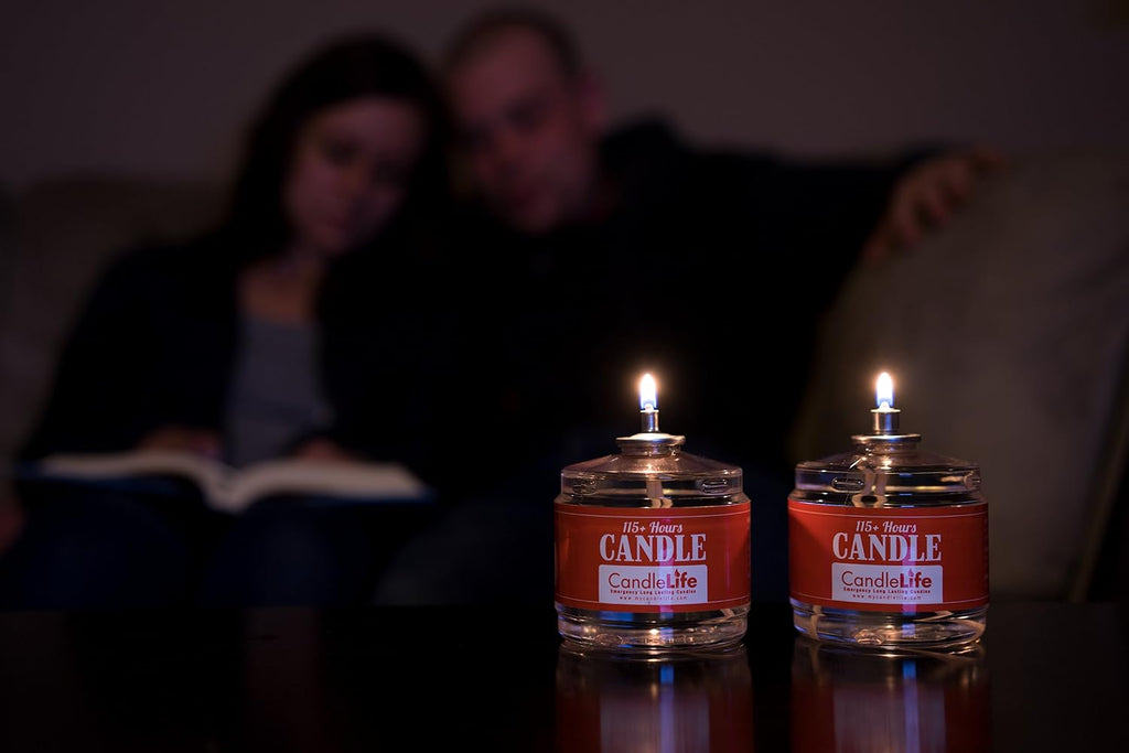 Candlelife Emergency Survival Candle (Set of 4) - 115 Hours Long Lasting Burning Time - Great Source of Light for Blackout, Camping, Fishing and Hunting - Smoke & Odor-Free | Clear Mist