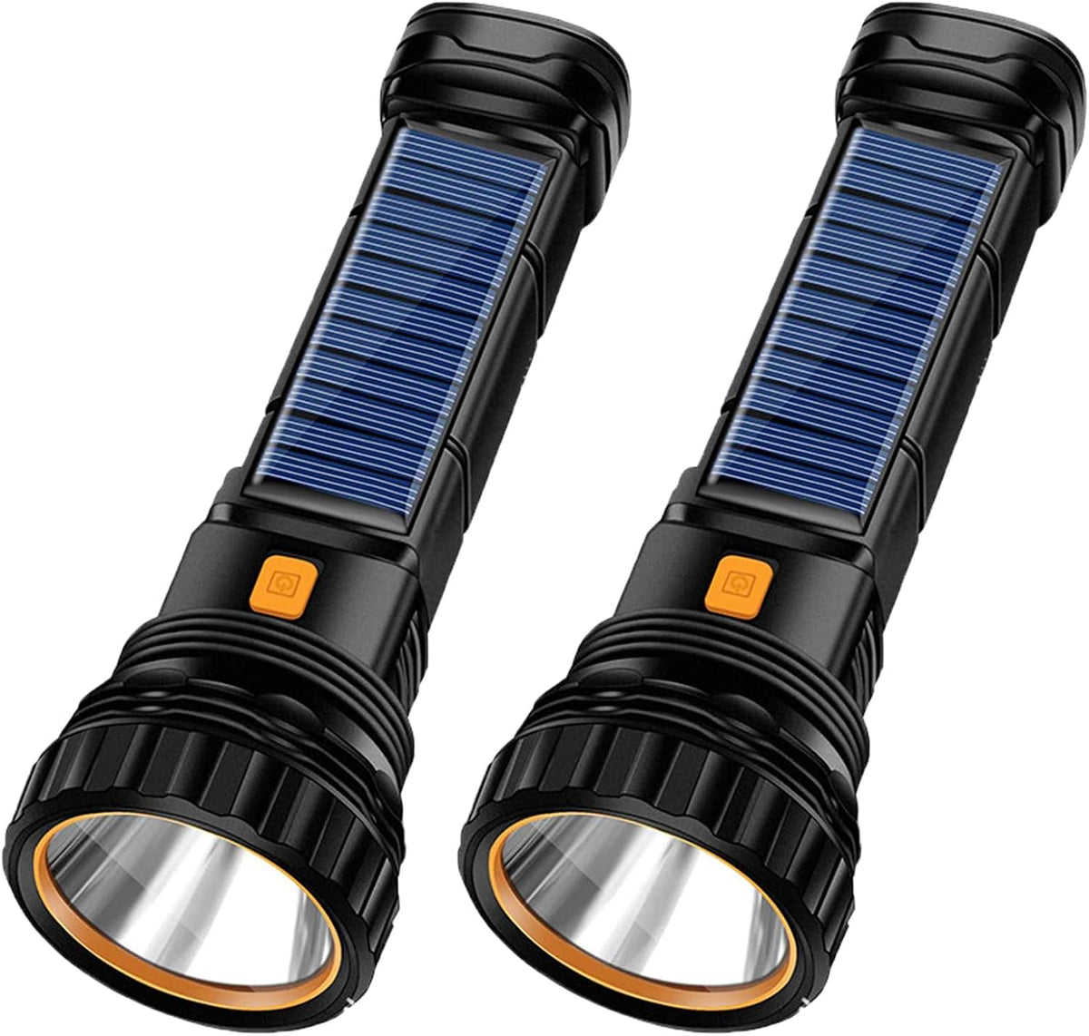 E-SHIDAI 6PCS Solar/Rechargeable Multi Function 1000 Lumens LED Flashlight, with Emergency Strobe Light and 1200 Mah Battery, Emergency Power Supply and USB Charging Cable, Fast Charging