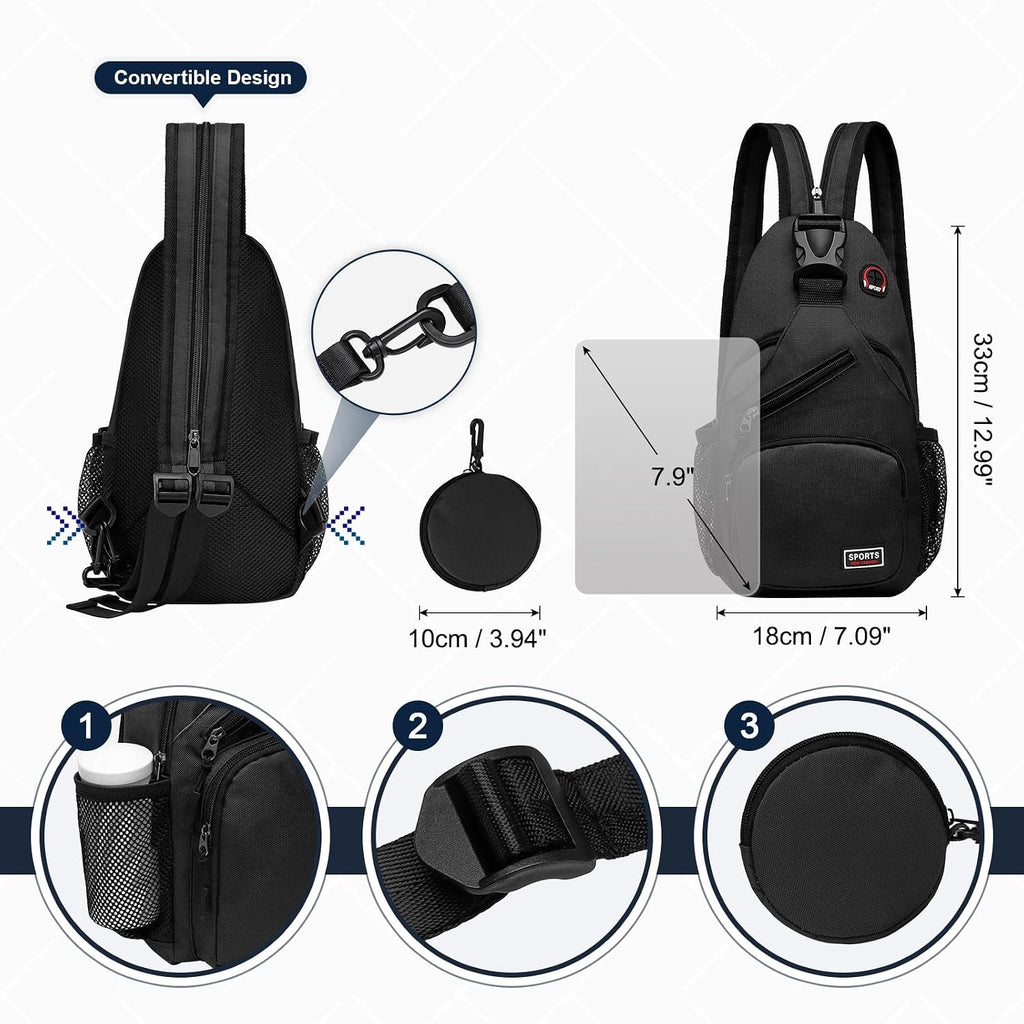 Small Sling Bag with Coin Pocket Fits for 7.9" Tablet, Black