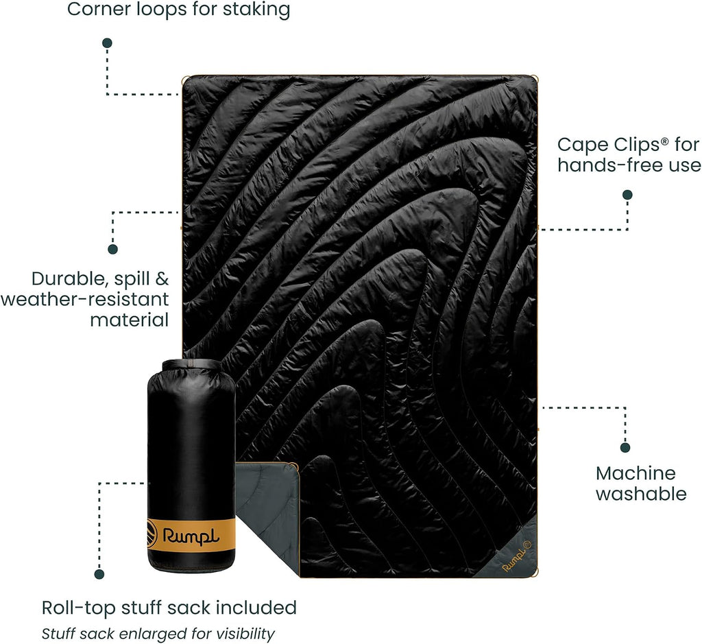Rumpl Original Puffy 1-Person Blanket, Black