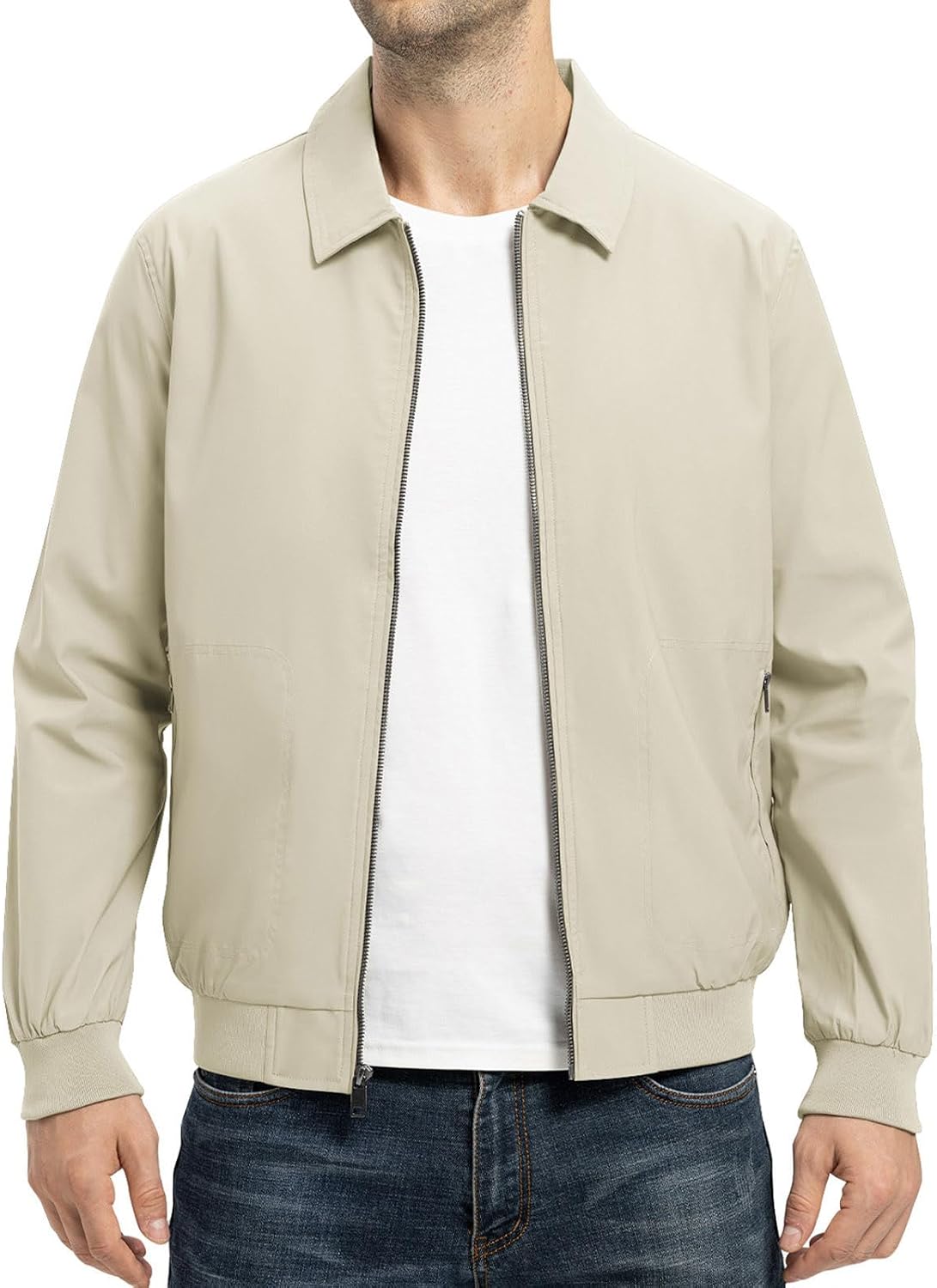 TBMPOY Mens Lightweight Jackets Casual Stylish Windbreakers for Men Light Track Jacket Laydown Collar Fall Golf Coats