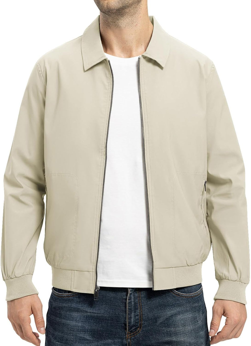 TBMPOY Mens Lightweight Jackets Casual Stylish Windbreakers for Men Light Track Jacket Laydown Collar Fall Golf Coats