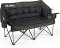 Oversized Double Camping Chair Padded Camping Chair for Adults,Green Leaves