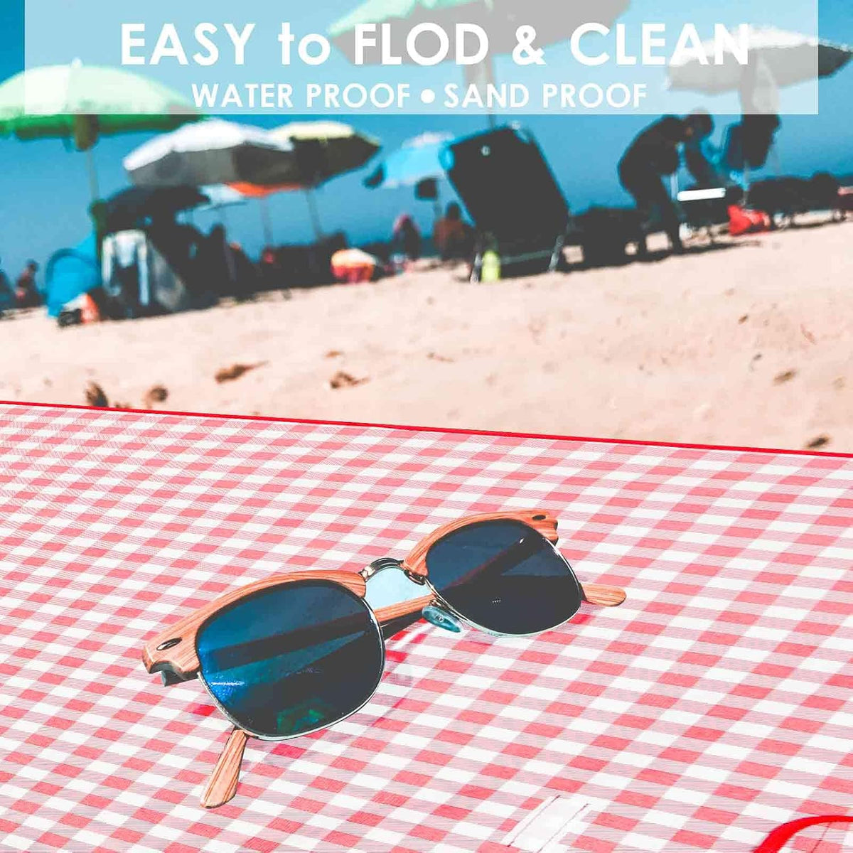 GIVERARE Picnic Beach Blanket Extra Large, XL Sandproof Waterproof Outdoor Camping Blankets 80x60in, Sand Free Oversized Mat, Quick Drying Portable Mats for Travel, Hiking, Music Festival, Lawn-Red