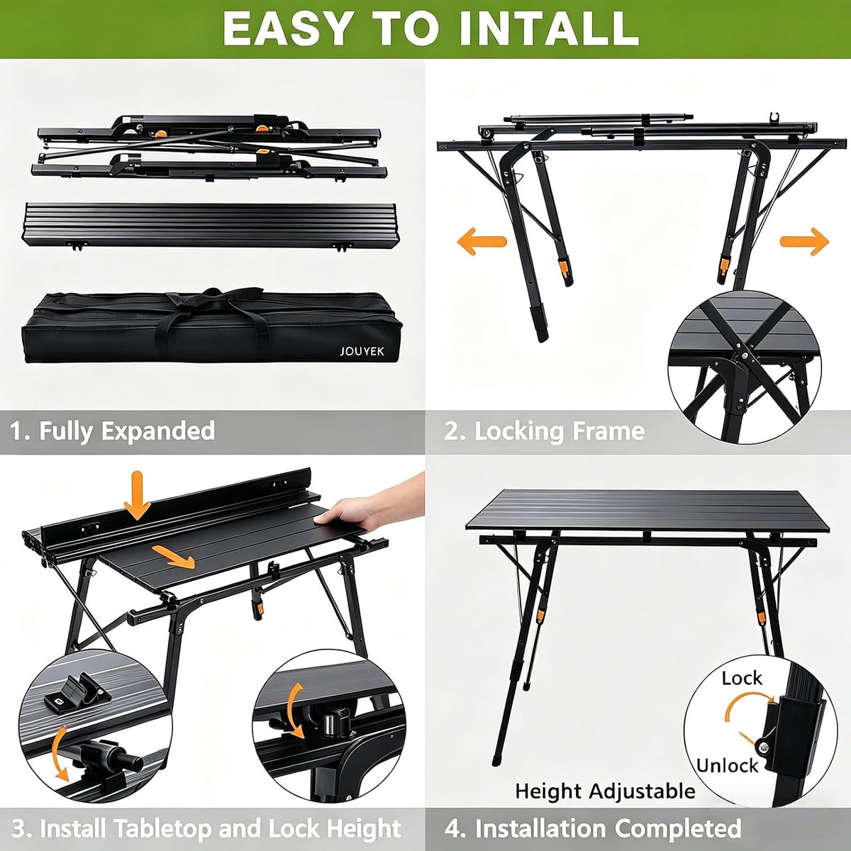 JOUYEK Folding Outdoor Camping Table, Lightweight Aluminum Camp Table