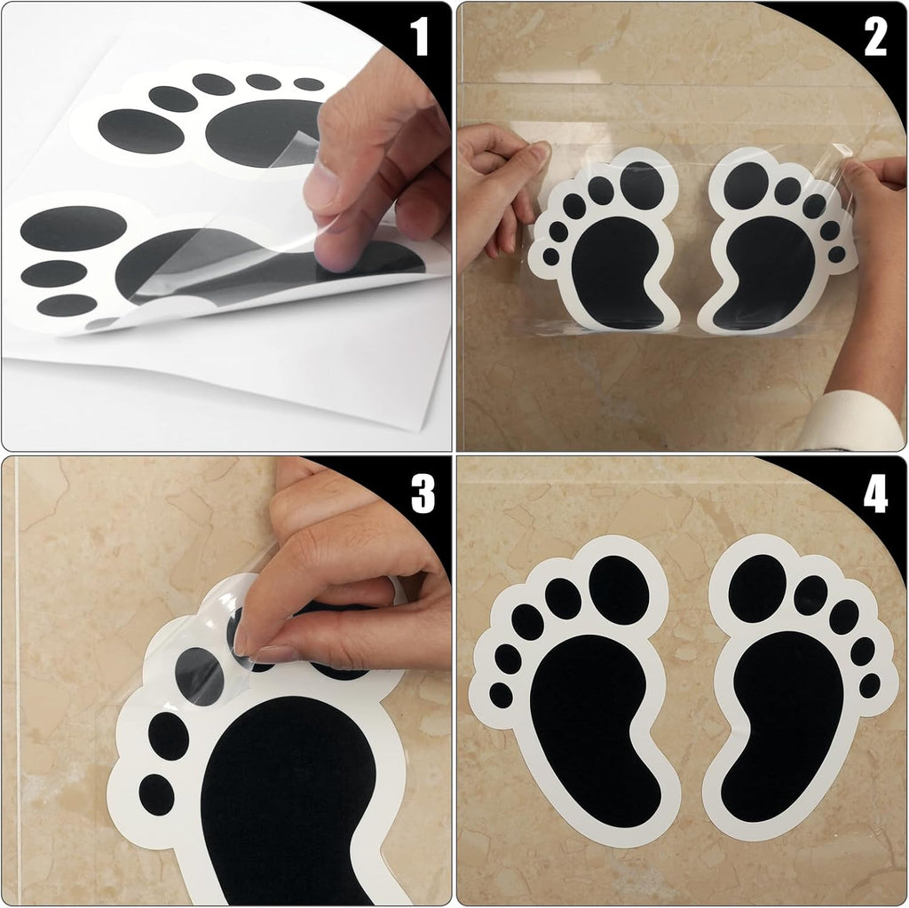 20 Pairs Black Footprint Stickers 4×6 in Classroom Floor Line Up
