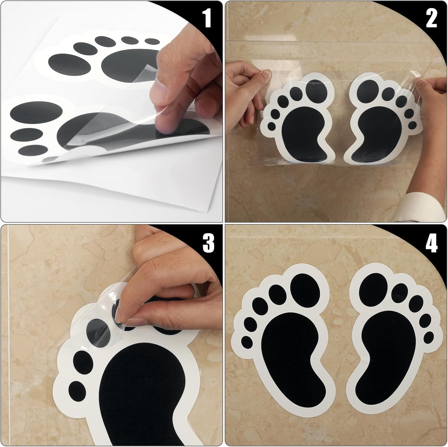 20 Pairs Black Footprint Stickers 4×6 in Classroom Floor Line Up