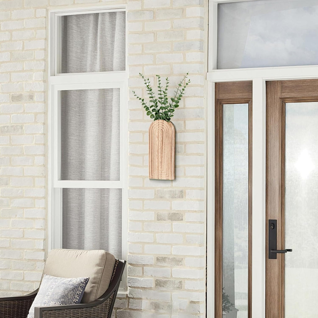 Handmade Wooden Wall Vases Set of 2 for Plants