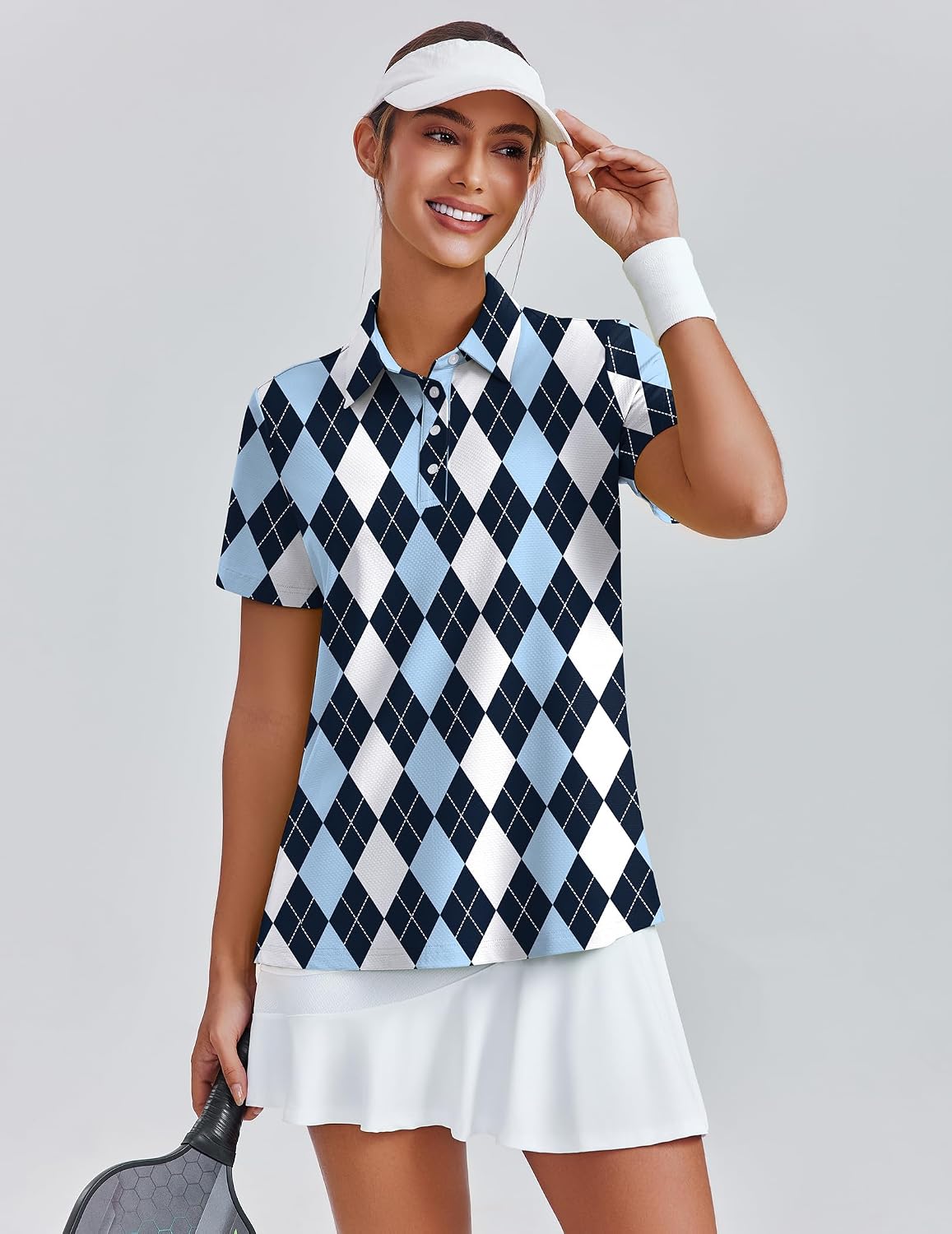 PINSPARK Womens Golf Shirt 4-Button UPF 50+ Quick Dry Collared Polo Shirts