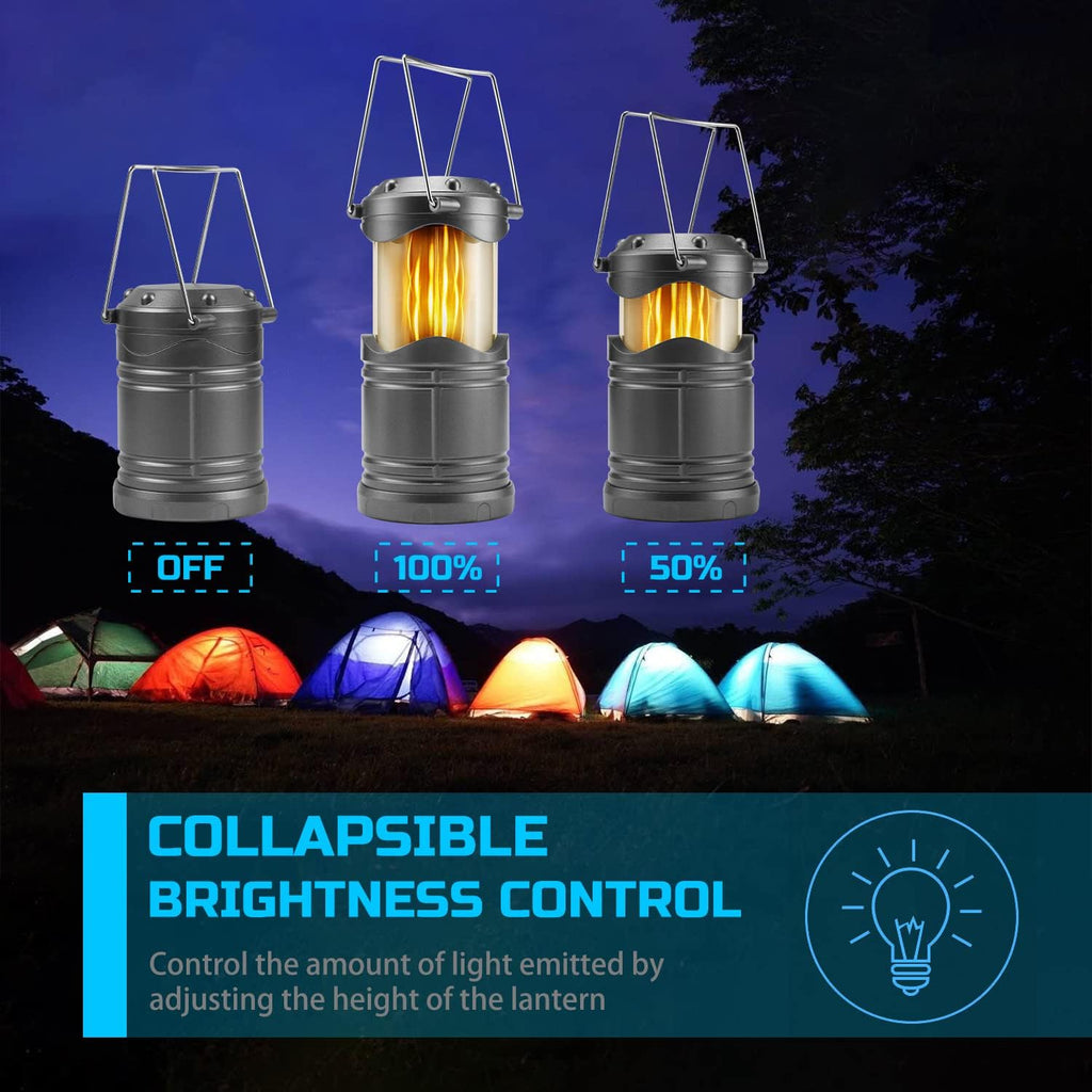 Lichamp 4 Pack LED Camping Lanterns, Dark Gray