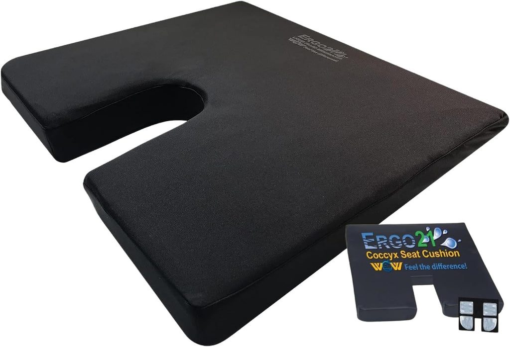 ERGO21 Liquicell Coccyx Cushion - Better Than Gel, Foam, and Air! Liquid-Filled Membranes. Blood Flow Improved by 150% (Large Deluxe 18x17x2.5)