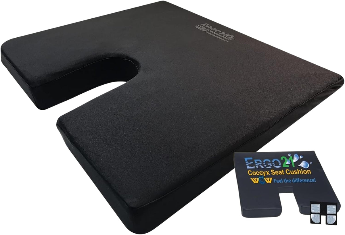 ERGO21 LiquiCell Coccyx Seat Cushion, Aid for Tailbone Pain Relief, Sciatica Pain, Back Support | Donut Like Butt Pillow for Long Hours Sitting at Home/Office Chair (20" W x 18" L x 3.5" H)