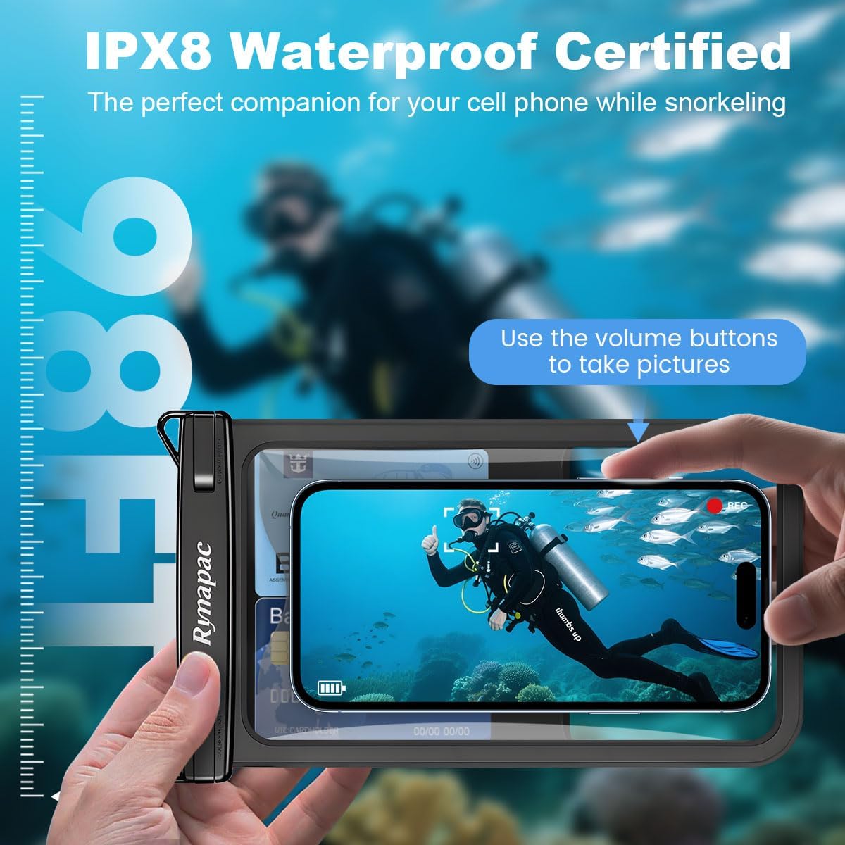 Rynapac Waterproof Phone Pouch Up to 8.5", 2Pack IPX8 Waterproof Phone Case