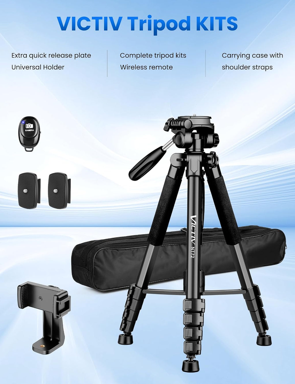 Tripod for Camera and Phone, 72" Tall Camera Tripod Monopod with Remote