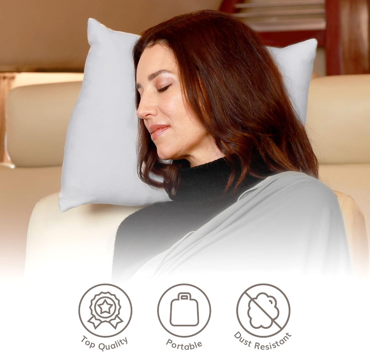 Happyluxe Travel Pillow for Airplanes | USA Made Small Pillows for Sleeping