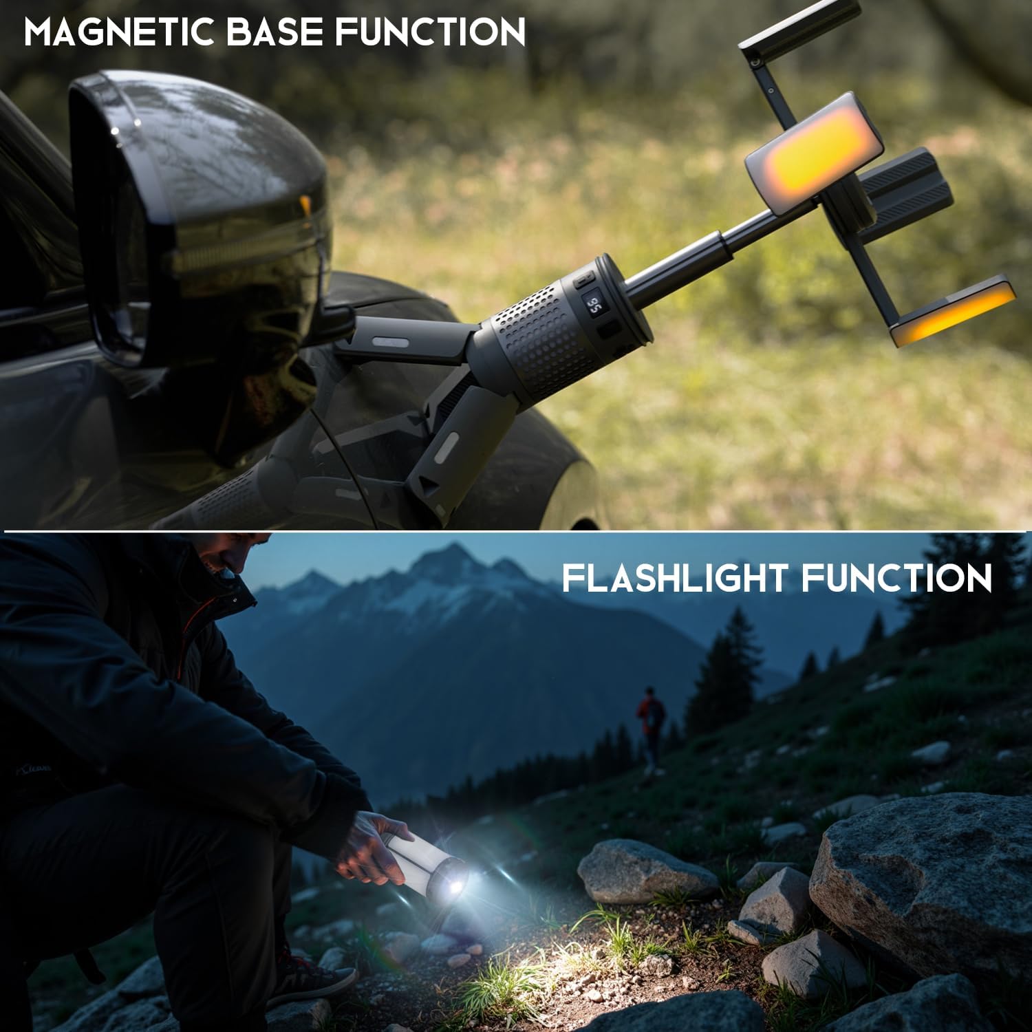 Telescopic Camping Lights with Stand, 40H Playtime, Magnetic Base
