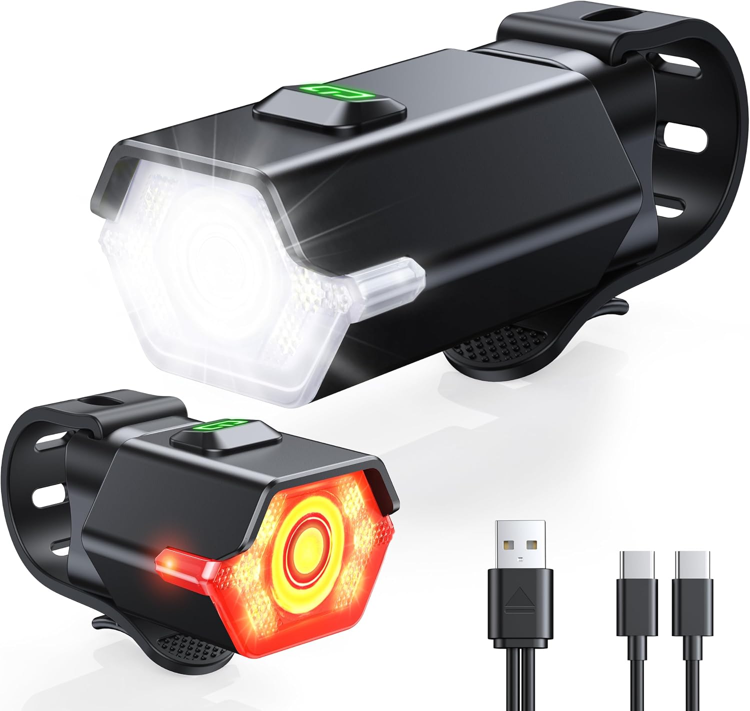 Zewdov High Lumen Super Bright Bike Lights for Night Riding, Adjustable Modes Bicycle Lights Front and Rear, Rechargeable & IP65 Waterproof Bike Headlight and Taillight Set for Cycling Electronics