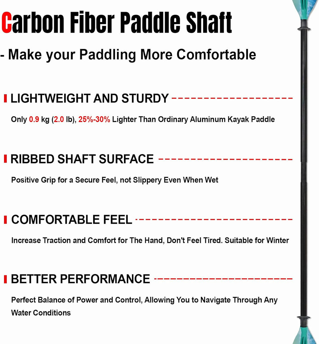 Kayak Paddle Adjustable, Lightweight Carbon Fiber Kayaking Oar