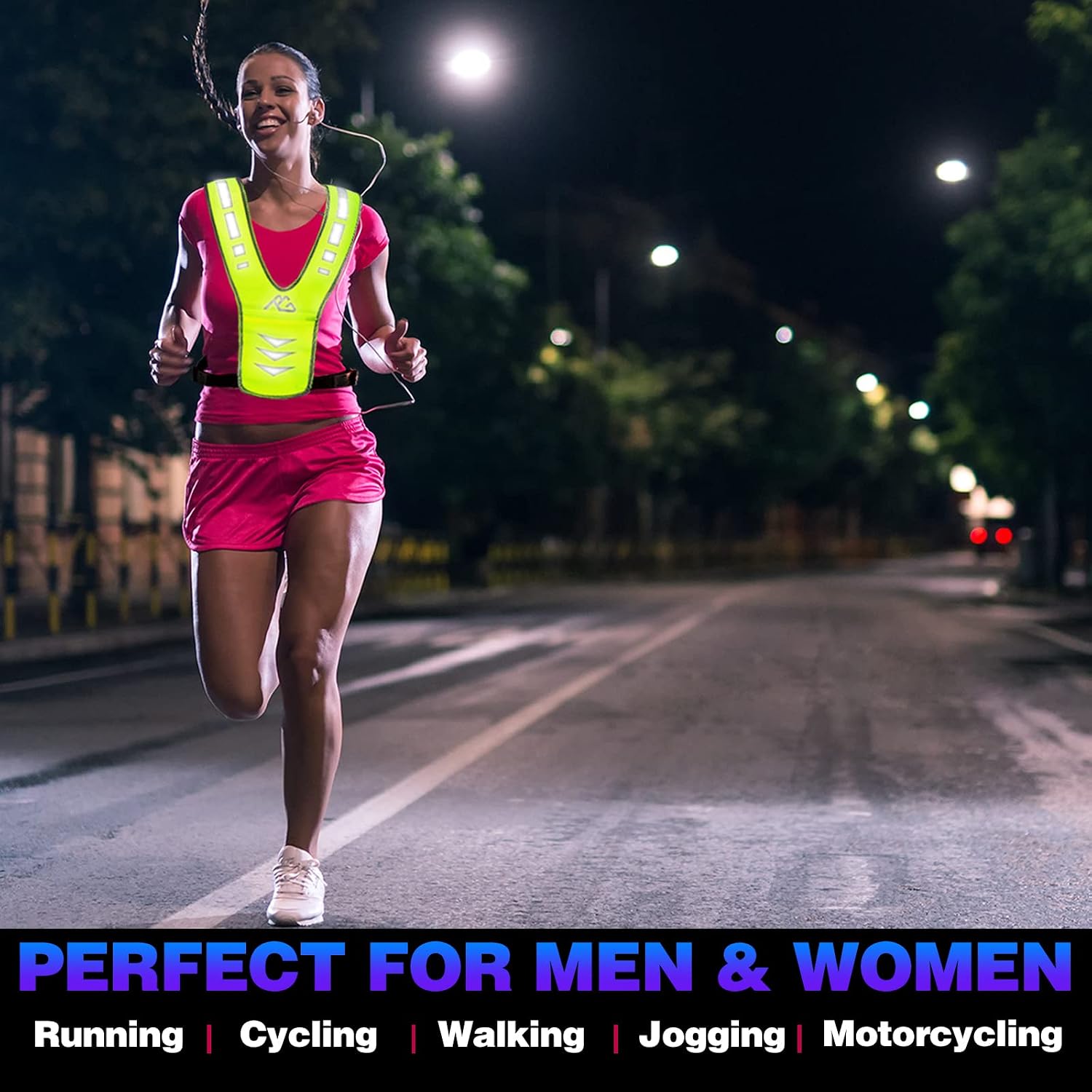 GoxRunx Reflective Running Vest Gear with Reflective Bands for Women Men Safety Reflective Vest for Walking Running Cycling at Night