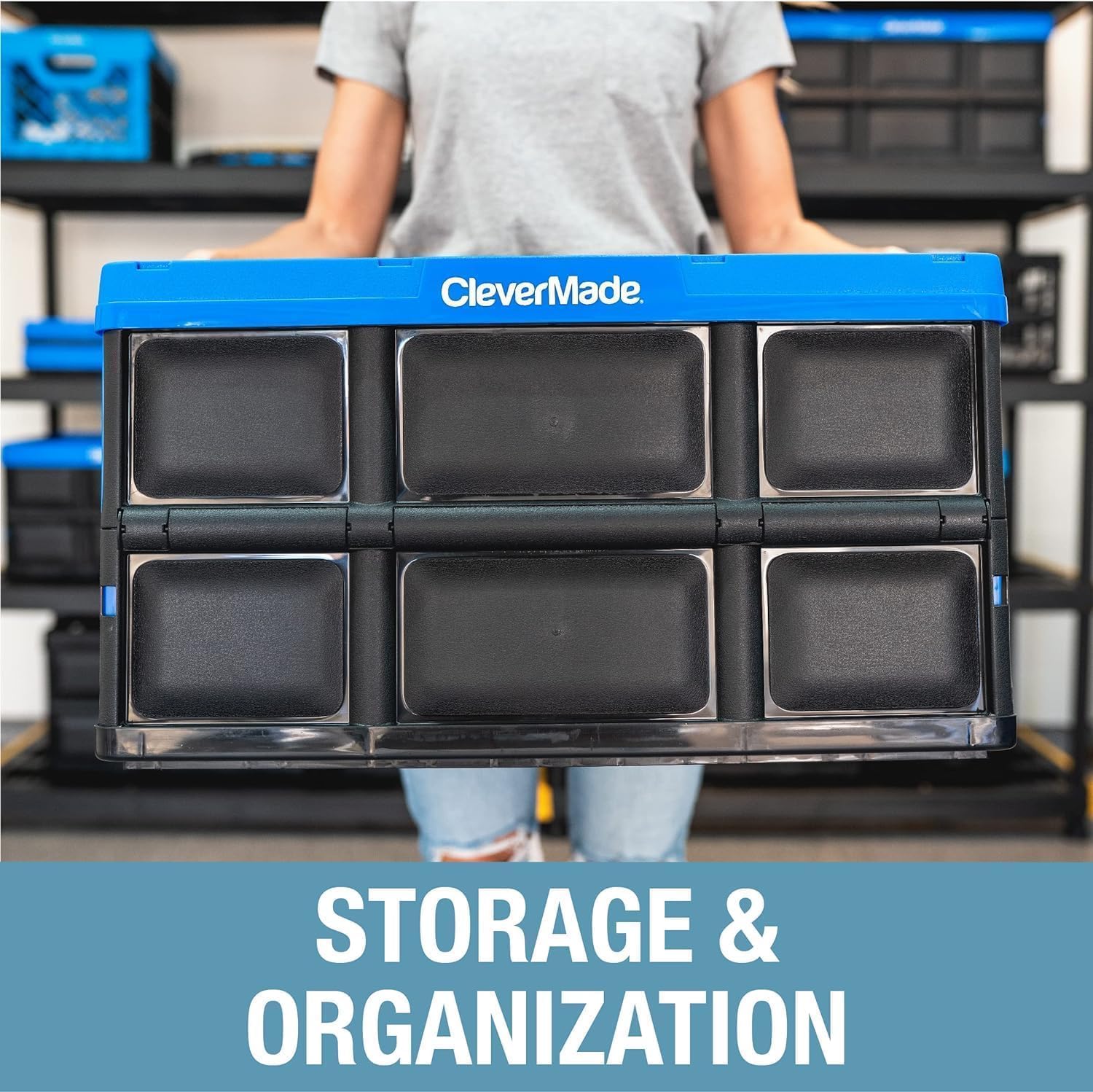 CleverMade Collapsible Storage Bin (100% Recycled) - 46L - Obsidian (3PK)