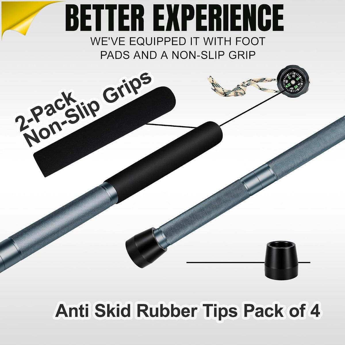 Survival Walking Stick w/Camp Shovel, Heavy-Duty Hiking Staff Camping Kit