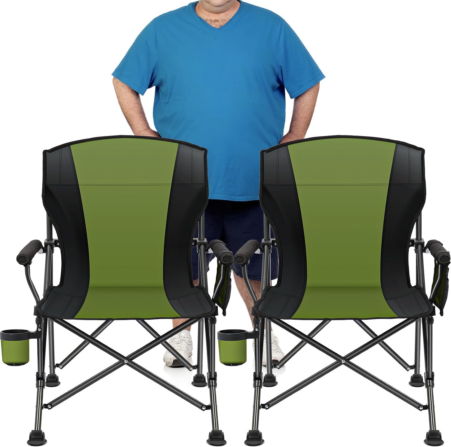 2 Pack Camping Chairs for Adults, 450 LBS Heavy Duty Camp Chair
