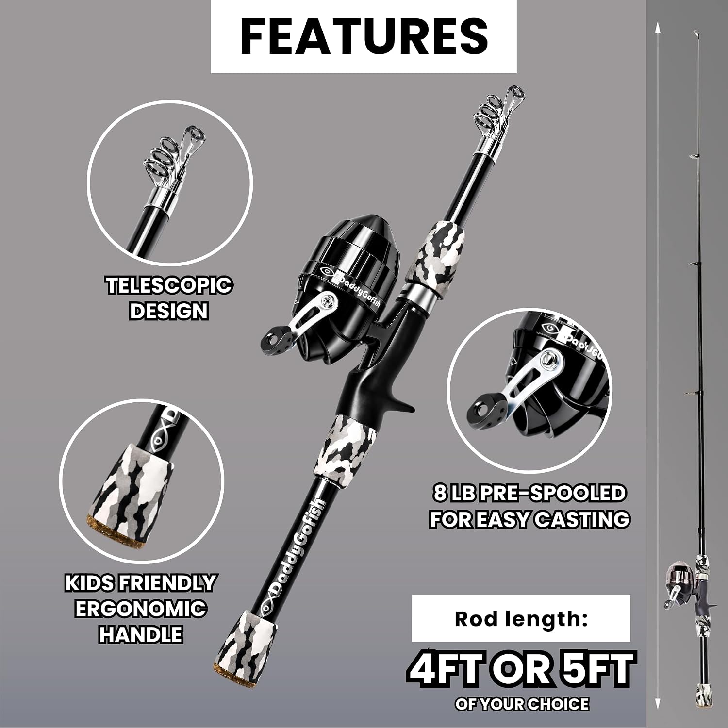 Kids Fishing Pole for Boys, Girls & Youth Age, Toddler Fishing Pole Set Kit