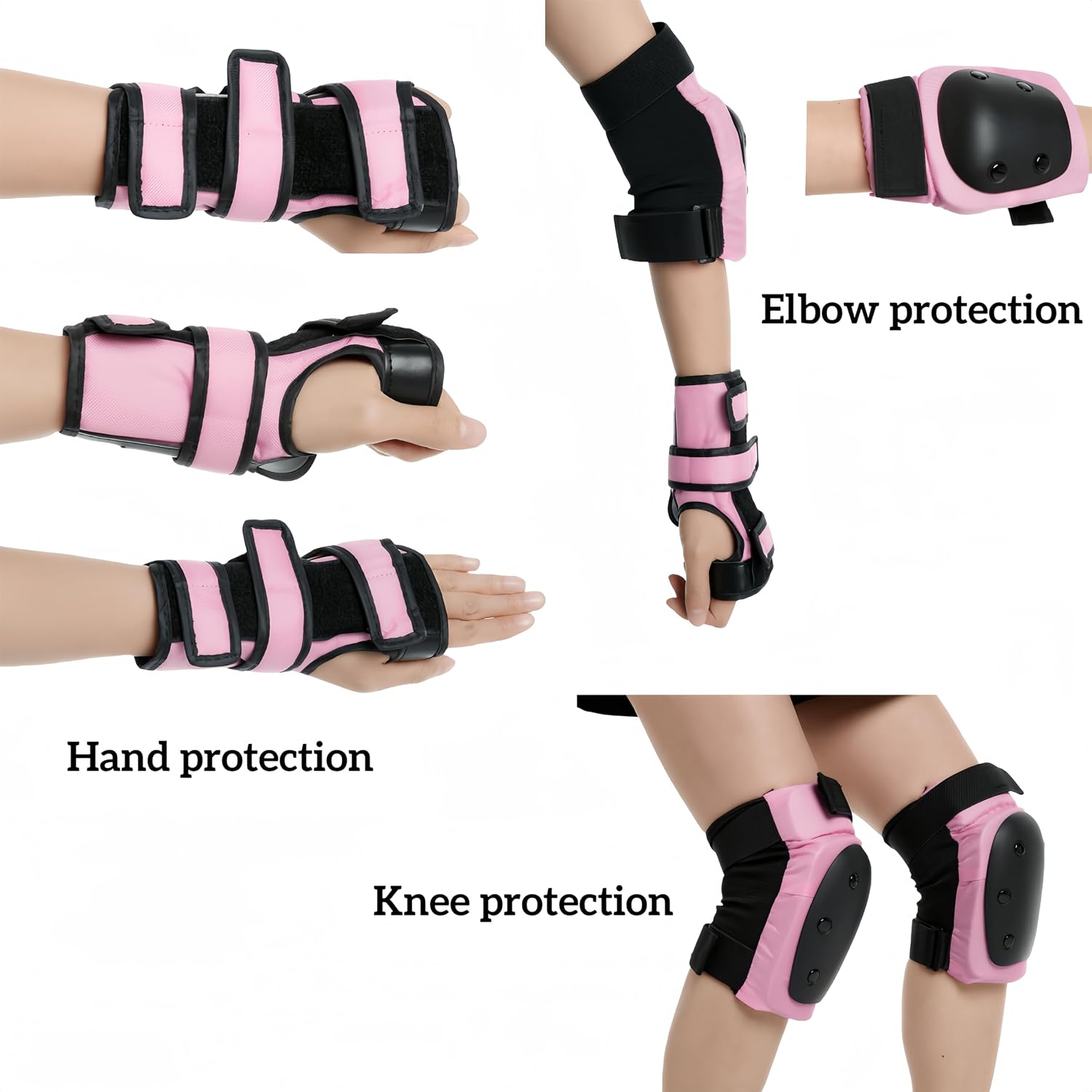 Knee and Elbow Pads Set for Women&Teens, Pink Skateboarding Protective Gear