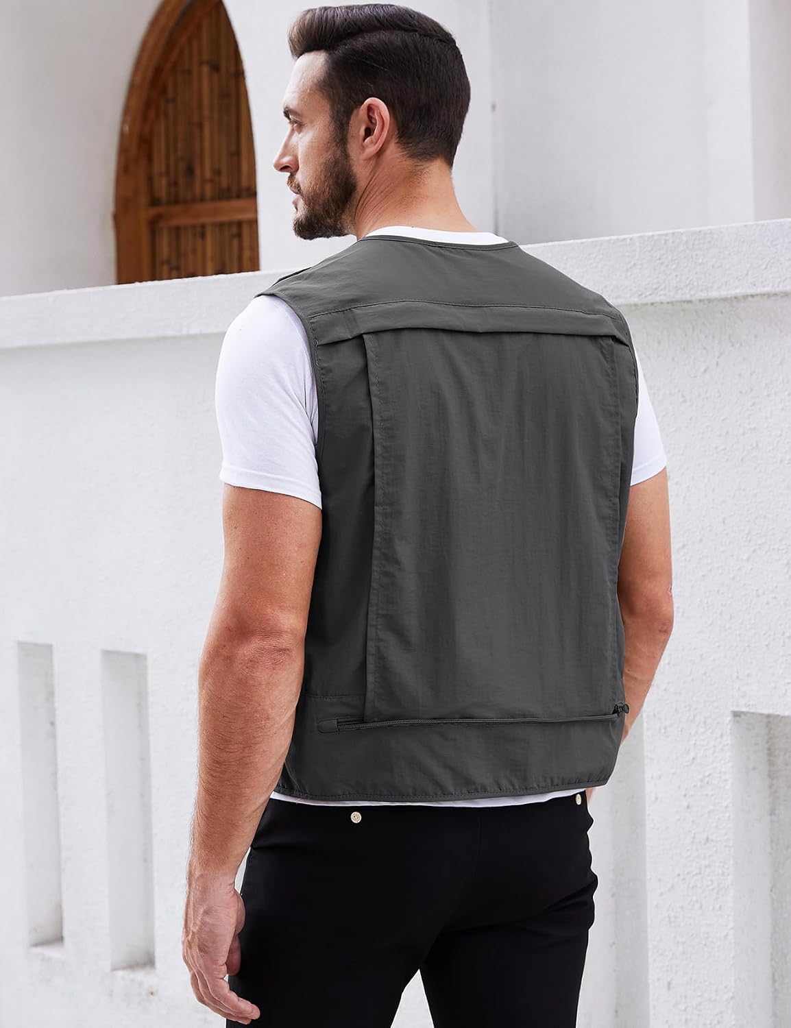 Gihuo Mens Fishing vest for Safari Utility Cargo with Pockets