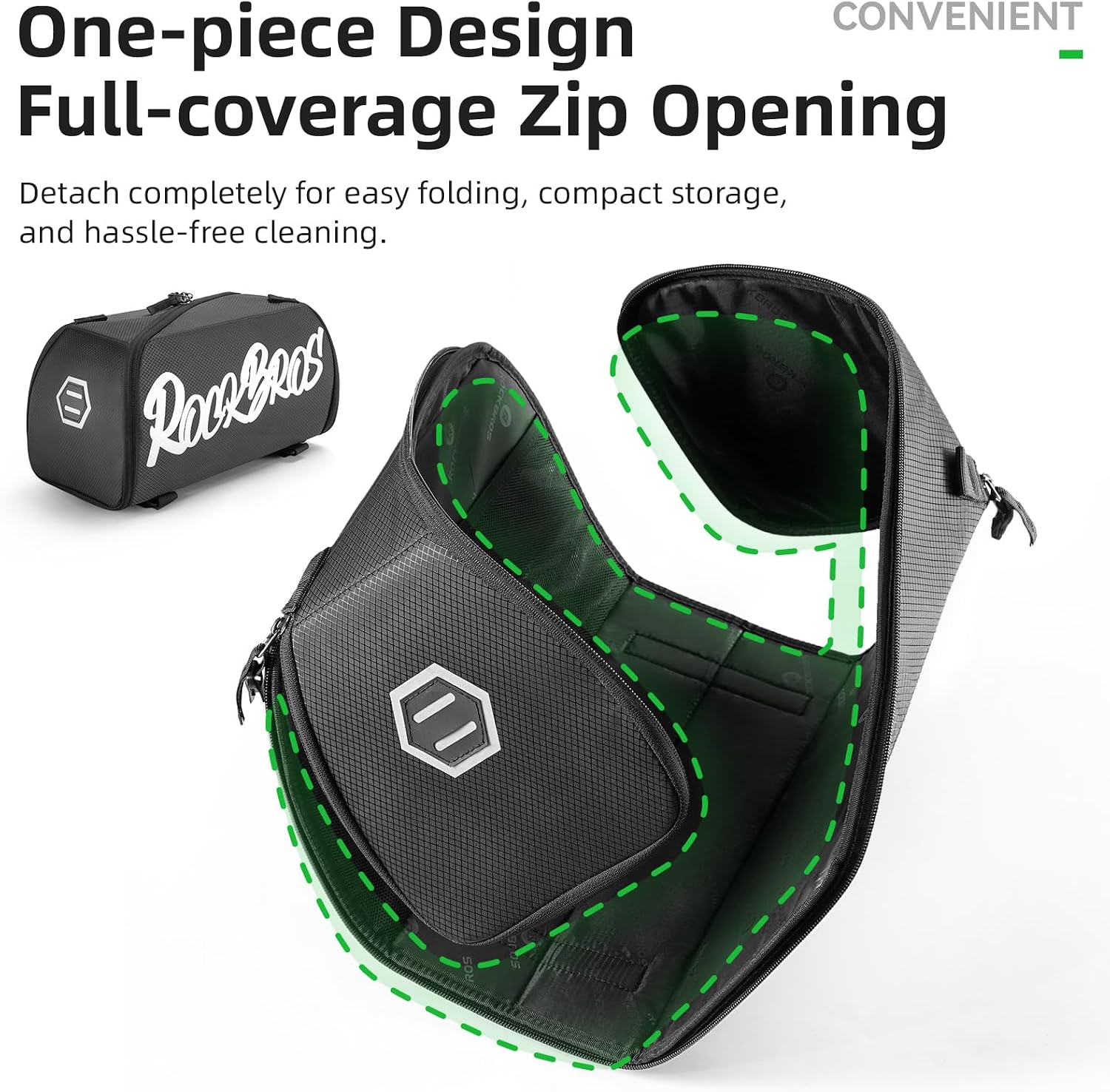 ROCKBROS One-Piece Folding Bike Rear Rack Bag 12L/15L with Strap