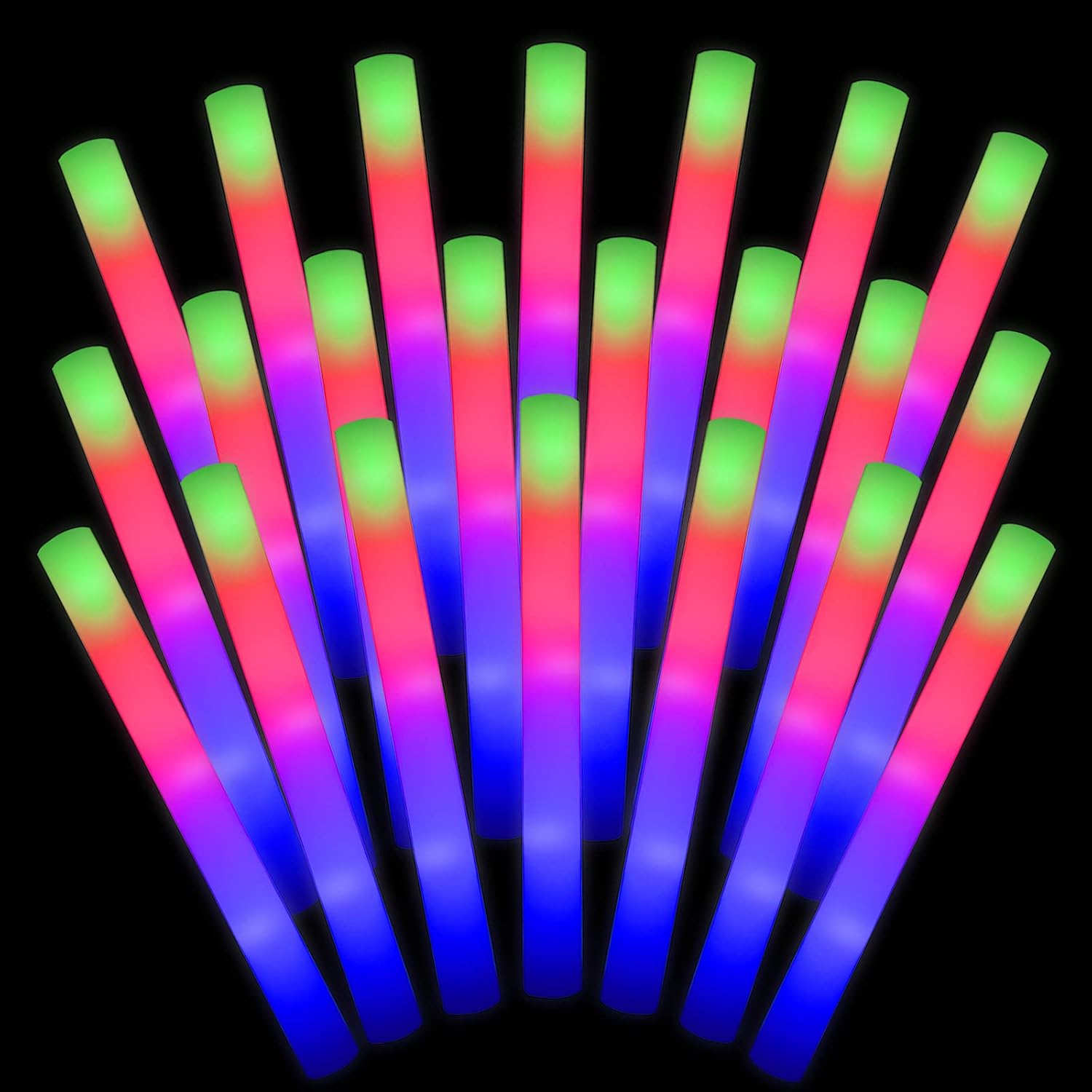 LifBetter Glow Sticks Bulk - 20Pcs LED Foam Sticks Glow Batons with Three Modes Party Flashing Light DJ Wands,for Festivals,Parties, Raves,Concert,Halloween